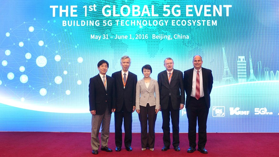 © 5G-PPP (l-r) Youngnam Han, Susumu Yoshida, Cao Shumin, Werner Mohr, Chris Pearson