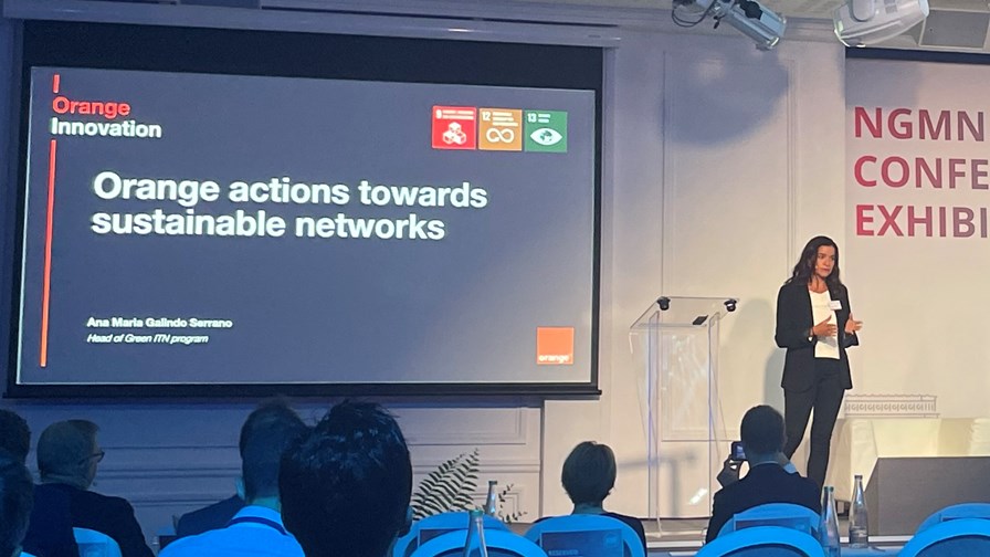 Ana Maria Galindo Serrano, Orange head of Green ITN programme, at NGMN Industry Conference & Exhibition 2022 in Paris, France. Ana Maria Galindo Serrano, Orange head of Green ITN programme, at NGMN Industry Conference & Exhibition 2022 in Paris, France.