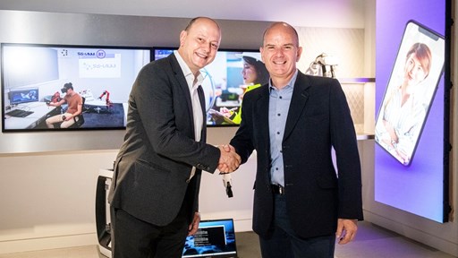 Jean-Claude Geha, Global Head of Telecom, Media & Technology, Atos (left) with Marc Overton, MD at BT's Division X.