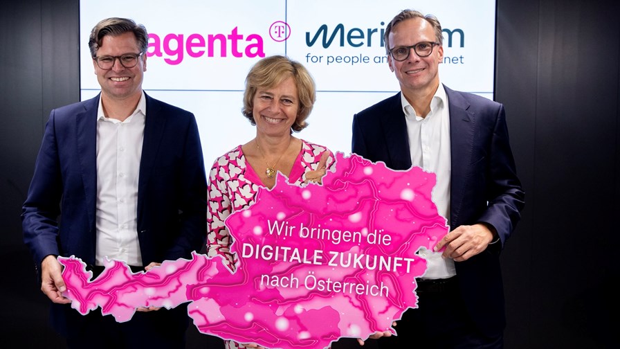 Left to right: Stephan Wehrmann (Meridiam business development director for Germany), Dominique Leroy (board member for Europe at Deutsche Telekom) and Andreas Bierwirth (CEO of Magenta Telekom)