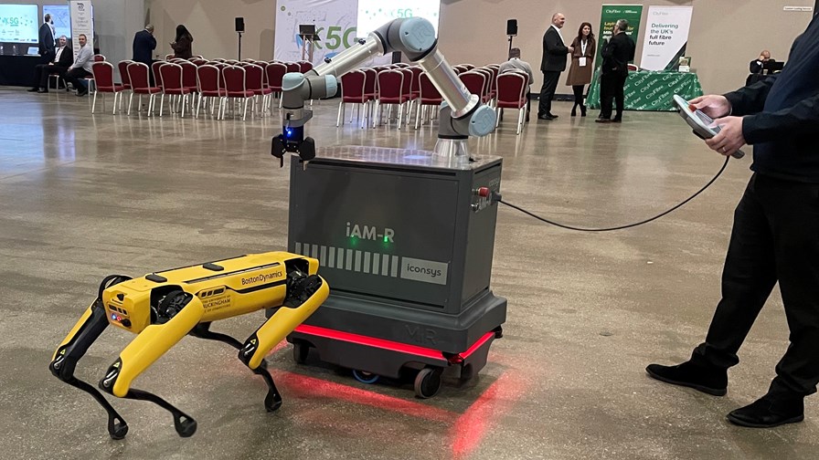 The University of Buckingham showcased its own customised version of the Boston Dynamics robot named Spot. The University of Buckingham showcased its own customised version of the Boston Dynamics robot named Spot.