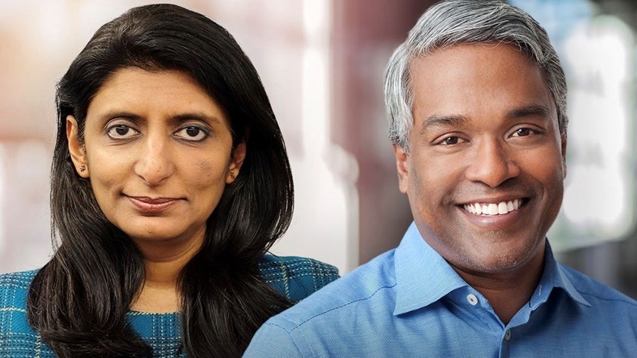 Harmeen Mehta, BT's Chief Digital and Innovation Officer, and Google Cloud CEO Thomas Kurian.