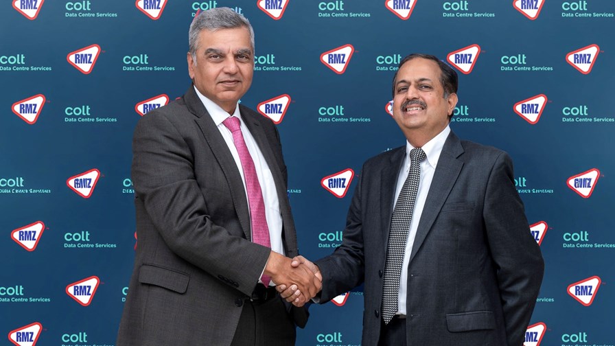 RMZ Infrastructure CEO Deepak Chhabria (left) with Pratap Mane, president and country head, India, at Colt DCS.