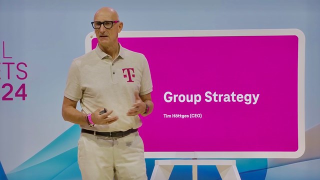 Deutsche Telekom CEO Tim Höttges puts his case during the telco's 2024 Capital Markets Day press conference.