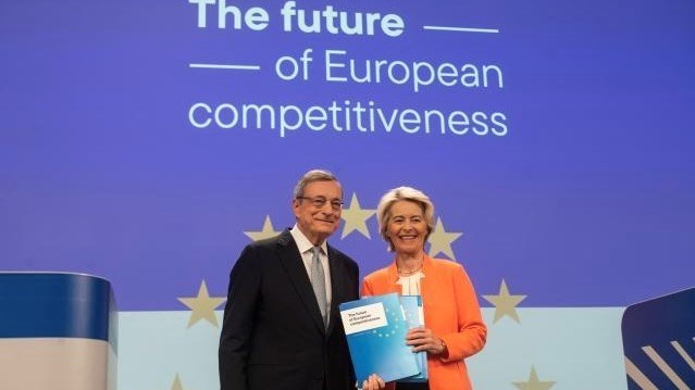 Mario Draghi unveils his report - The future of European competitiveness - with EC president Ursula von der Layen. 