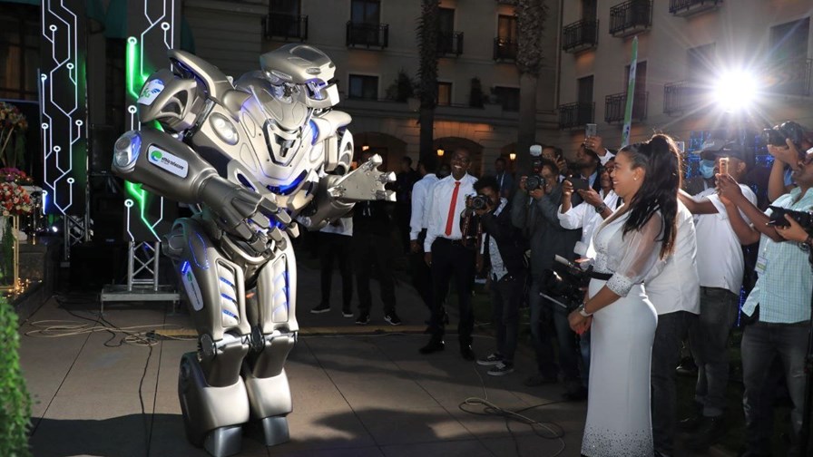 A robot interacting with Ethio Telecom CEO Frehiwot Tamiru at the operator's launch of a pre-commercial 5G network in Ethiopian capital Addis Ababa. A robot interacting with Ethio Telecom CEO Frehiwot Tamiru at the operator's launch of a pre-commercial 5G network in Ethiopian capital Addis Ababa.