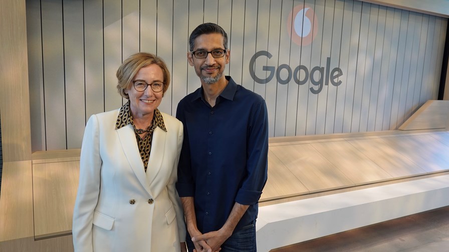 Vodafone Group CEO Margherita Della Valle and Google CEO Sundar Pichai look forward to a long working relationship. Source: Vodafone Group