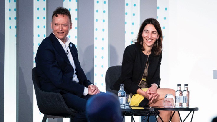 Comba Telecom's Jan Berglund (left) and Vodafone UK's Francesca Serravalle discuss energy-efficiency strategies during The Green Network