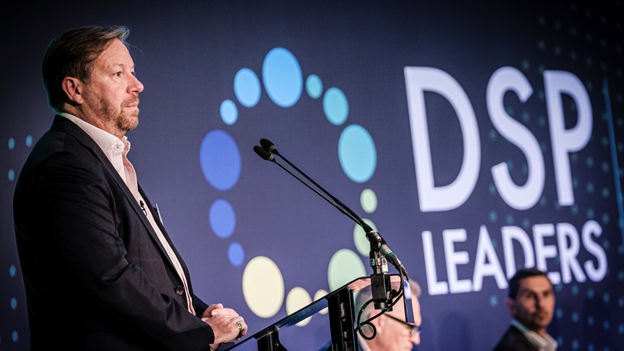 BT Group's chief networks officer Greg McCall delivers his address at this year's DSP Leaders World Forum in Windsor, UK. BT Group's chief networks officer Greg McCall delivers his address at this year's DSP Leaders World Forum in Windsor, UK.