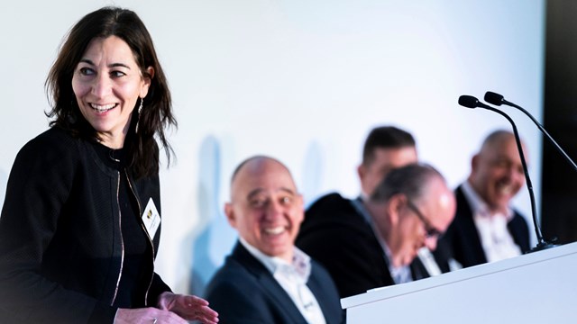 Vodafone UK's Francesca Serravalle at the GTD podium for the digital service provider debate.