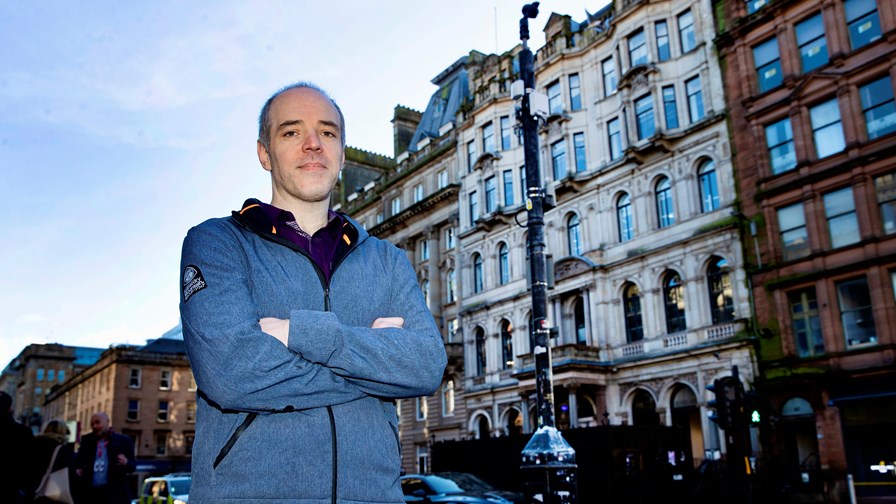 Three chief networks officer Iain Milligan at one of the small cell Open RAN sites in Glasgow.  