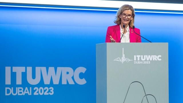 The ITU’s secretary general, Doreen Bogdan-Martin, at the WRC-23 opening ceremony. Source: ITU 