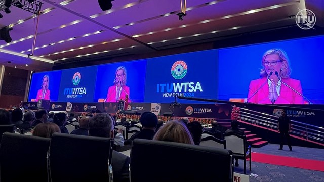 ITU Secretary-General Doreen Bogdan-Martin addresses the WTSA-24 in New Delhi.