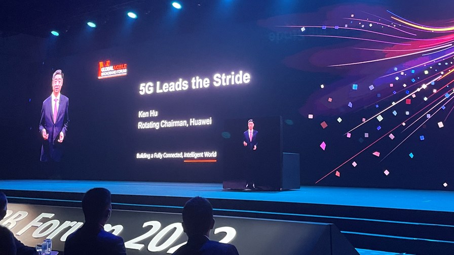  Huawei’s rotating chairman Ken Hu as a hologram, giving a keynote at MBBF 2022 in Bangkok, Thailand.