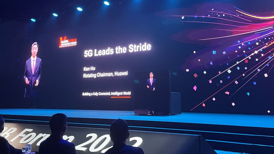 Huawei’s rotating chairman Ken Hu as a hologram, giving a keynote at MBBF 2022 in Bangkok, Thailand. Huawei’s rotating chairman Ken Hu as a hologram, giving a keynote at MBBF 2022 in Bangkok, Thailand.