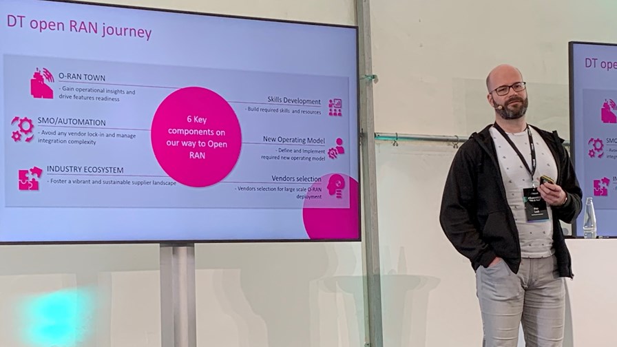 Deutsche Telekom's Petr Ledl outlines the operator's six steps towards Open RAN at the i14y summit in Berlin. Deutsche Telekom's Petr Ledl outlines the operator's six steps towards Open RAN at the i14y summit in Berlin.