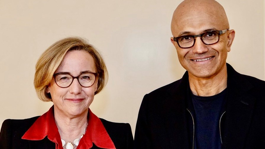 Vodafone Group CEO Margherita Della Valle and Microsoft chairman and CEO Satya Nadella. Source: Vodafone Group