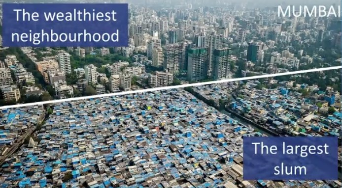 Huge disparity of wealth starkly illustrated in this view of Mumbai Huge disparity of wealth starkly illustrated in this view of Mumbai