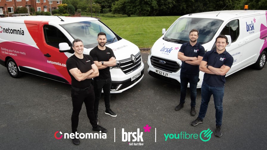 Left to right: Jeremy Chelot, Netomnia CEO; Wil Wadsworth, Netomnia CFO; Brsk COO Ian Kock; and Giorgio Iovino, Brsk CEO. Left to right: Jeremy Chelot, Netomnia CEO; Wil Wadsworth, Netomnia CFO; Brsk COO Ian Kock; and Giorgio Iovino, Brsk CEO.
