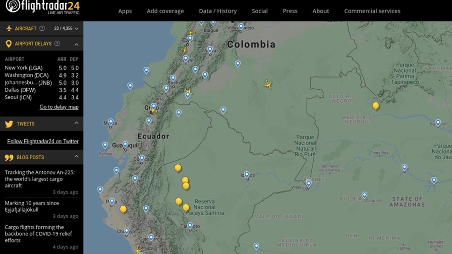 More balloons than planes. Source: Flightradar24