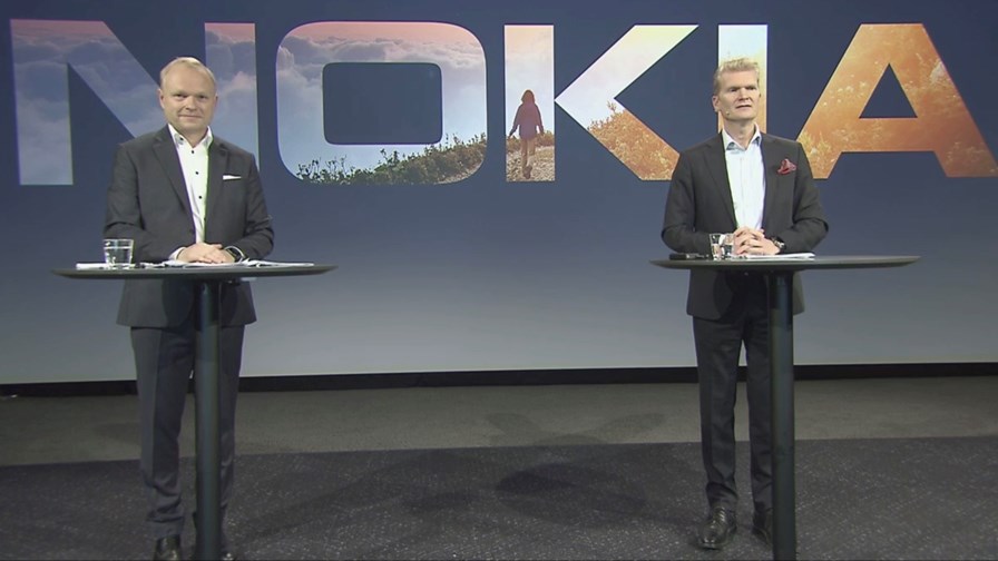 Nokia CEO Pekka Lundmark (left) and CFO Marco Wirén Nokia CEO Pekka Lundmark (left) and CFO Marco Wirén