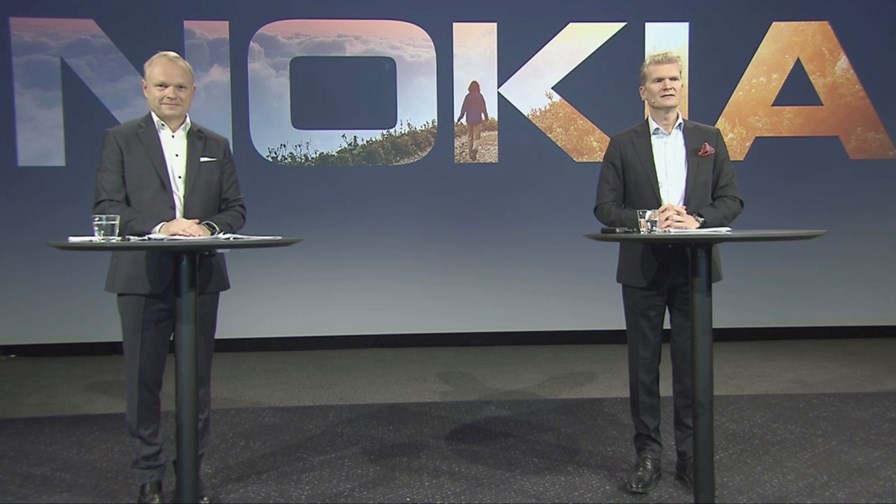 Nokia CEO Pekka Lundmark (left) and CFO Marco Wirén