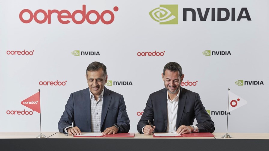 Putting pen to paper... Ronnie Vasishta, senior VP of Telecom, Nvidia (left) and Aziz Aluthman Fakhroo, Group CEO, Ooredoo (right). Putting pen to paper... Ronnie Vasishta, senior VP of Telecom, Nvidia (left) and Aziz Aluthman Fakhroo, Group CEO, Ooredoo (right).