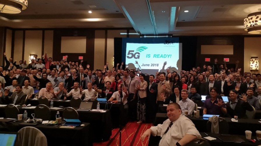 Elated delegates cheer in the approval of  standalone’ Release 15 5G specs.   Source: Huawei