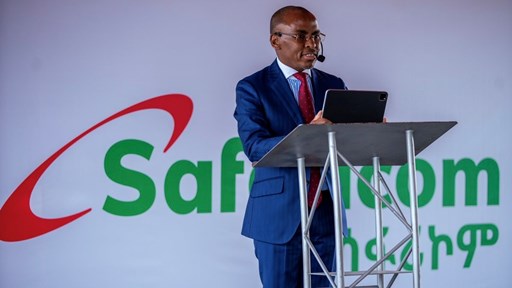 Safaricom CEO Peter Ndegwa helps launch Safaricom Ethiopia.