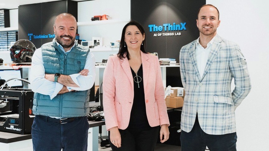 Left to right: Carlos Carazo, CTO of IoT and Big Data at Telefónica Tech; Elena Gil Lizasoain, global director of product and business operations for IoT and Big Data at Telefónica Tech; and Javier Miguélez, President of ARME. Left to right: Carlos Carazo, CTO of IoT and Big Data at Telefónica Tech; Elena Gil Lizasoain, global director of product and business operations for IoT and Big Data at Telefónica Tech; and Javier Miguélez, President of ARME.