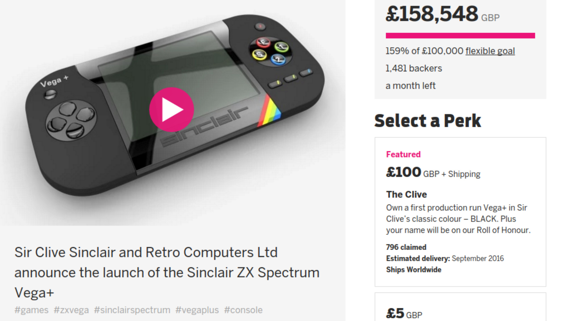 the sinclair zx spectrum vega plus console