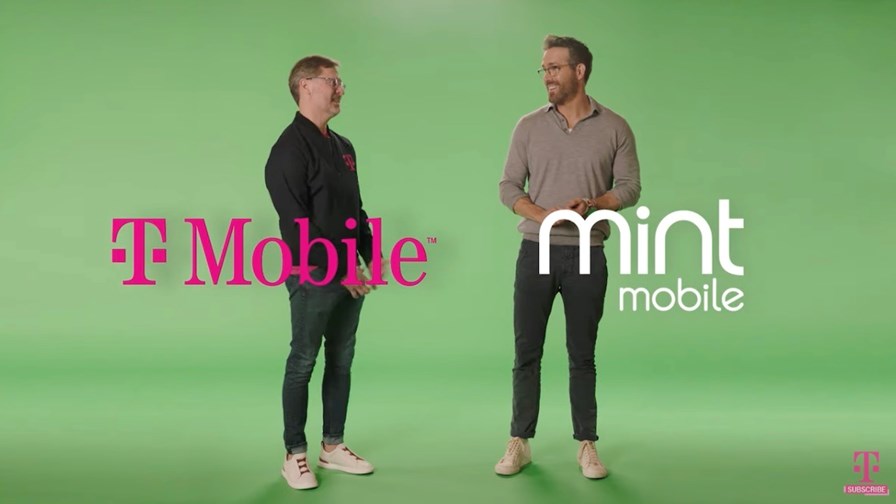 T-Mobile US CEO Mike Sievert (left) tries acting with Ryan Reynolds. T-Mobile US CEO Mike Sievert (left) tries acting with Ryan Reynolds.