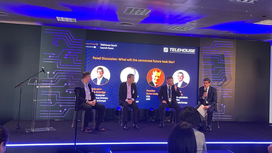 Panel discussion at the opening of Telehouse South in London.