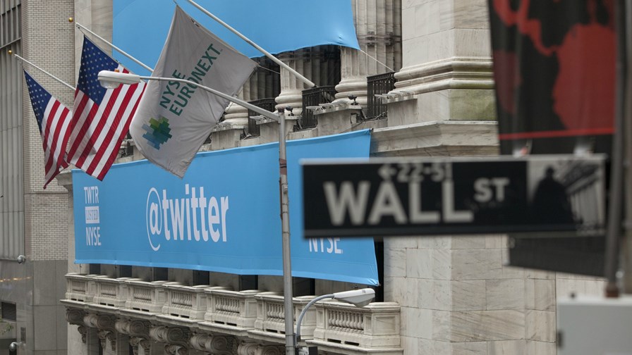 Happier Days!  The flags fly for Twitter on the day of its IPO        via Flickr © Anthony Quintano (CC BY 2.0)
