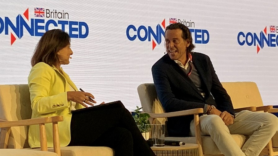 VMO2 CEO Lutz Schüler (right) discusses his company's strategy at Connected Britain 2024.